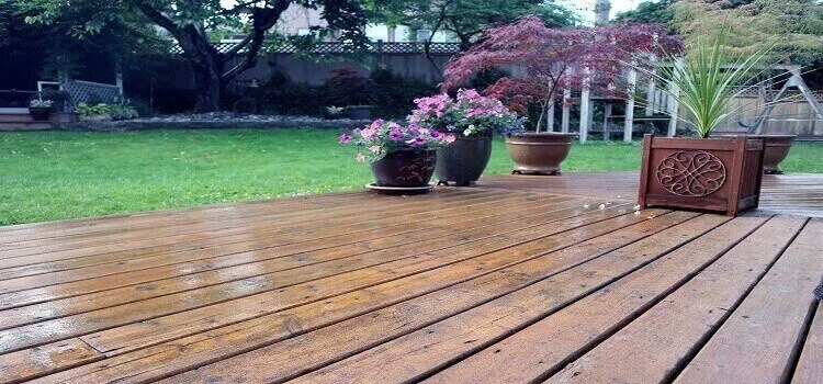the cleaned surface of a deck
