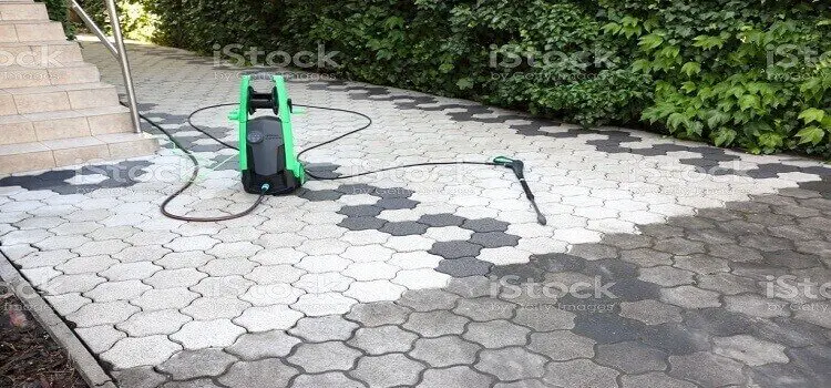 An electric pressure washer ready for cleaning